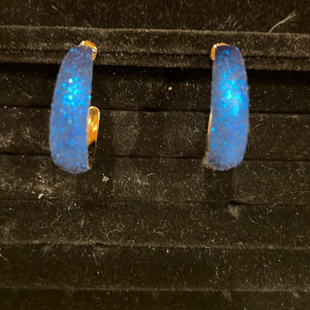 Bright blue hoop earrings